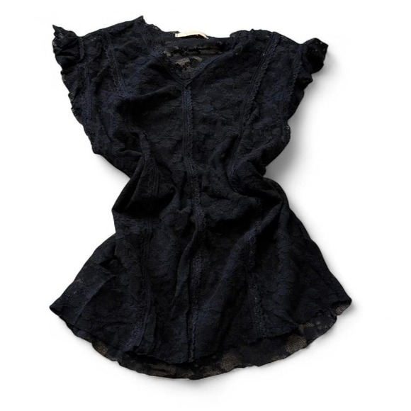 Vintage Y2K Forever 21 Black Sheer Floral Lace Top, Women's Size M - Picture 2 of 8